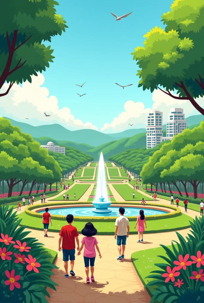 Luneta park back ground but cartoony 
