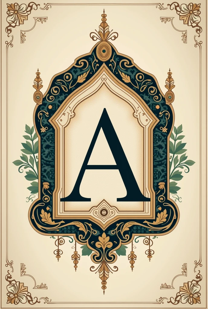 A family emblem resembling the reign of Mughal emperors throughout history and the love of Islamic Art, culture, and calligraphy. modern, minimalist, elegant and luxurious.
With the initial A