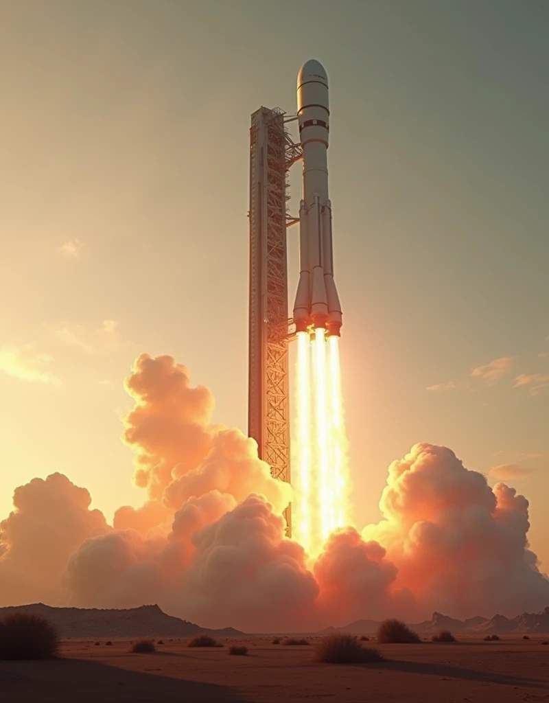 SpaceX Rocket Mission, Launchpad launch from Texas, Mars Colonization mission, (ultra-detailed, absolute resolution, ultra-realistic, best quality:1.3), 2.5D, delicate and dynamic, artistic photography, hyper-realistic, graphic CG digital art