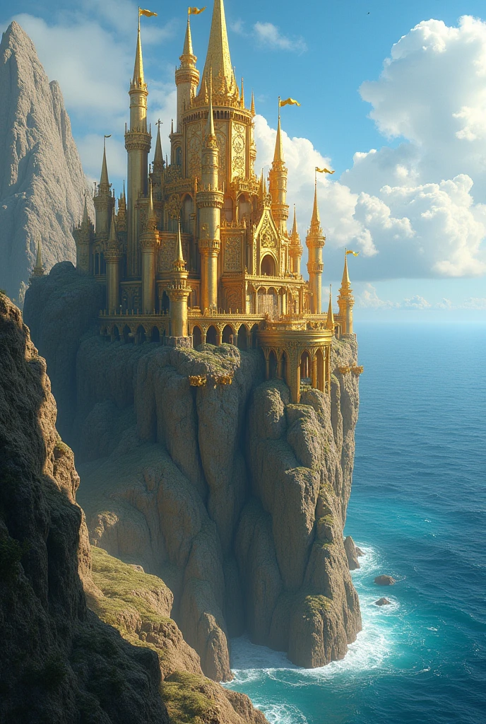 Giant golden castle on top of the cliff
