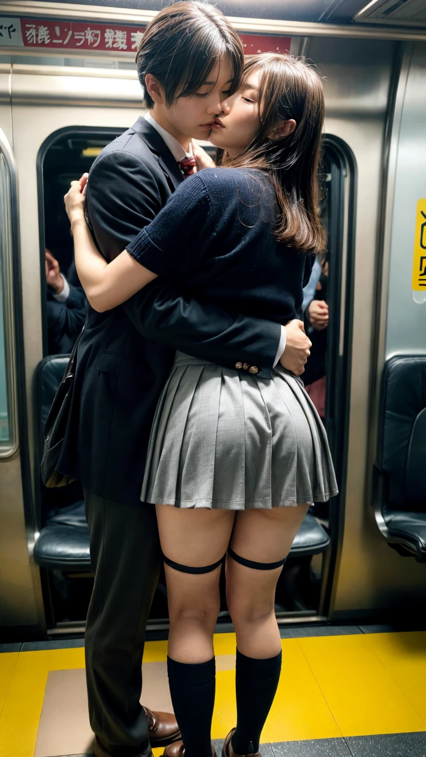 grasp、、((girl in sailor suit)Grab your ass on a crowded train)、pleatedskirt、a beauty girl１a person、((A man grabs a school ass))、(molesting)、Touching your buttocks on the bus、red blush、(((sexual act、erotick)))、((((Skirt flipped up、I can see panties))))、high-level image quality、realisitic、(((agony、angry expressions)))、(((Being touched by multiple men、Touching the chest or crotch)))、grabbing on breasts(((On a crowded train)))、((、Cowgirl)),nsfw、beautiful nipple、