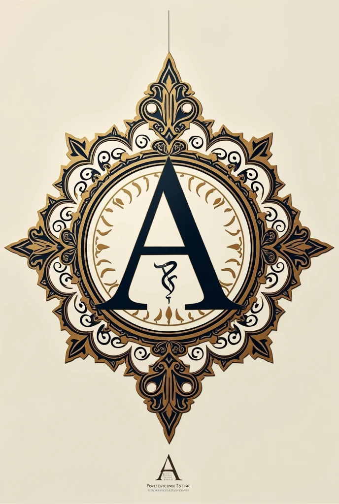 A family emblem resembling the reign of Mughal emperors throughout history and the love of Islamic Art and calligraphy. modern, minimalist, elegant and luxurious.
With the initial A