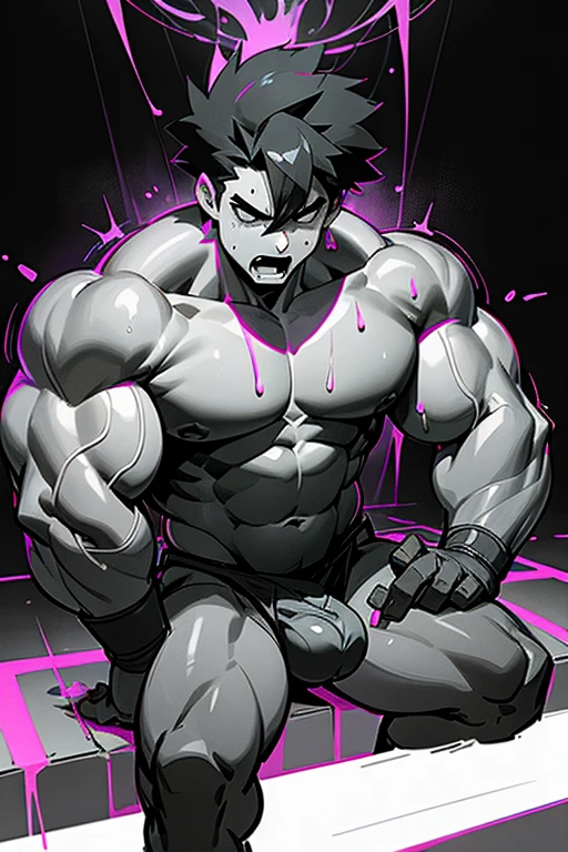 Ash Ketchum and Gary Oak from Pokémon sitting on a weight bench with shoulders slumped. Sweating. Wearing a bulging jockstrap. Staring blankly as he listens to hypnotic subliminals through headphones. Monitors mounted on the walls around him display pulsing spirals to keep him in trance as he assimilates with other meatheads and becomes a big dumb bodybuilder football jock. Open mouth. IQ drain. Dumber. Hypnosis. Trance. Brainwashing. Digital painting. Anime. Hyper swollen bulging crotch. Big muscles. Big traps. Big biceps. Big triceps. Broad shoulders. Big meaty hyper pecs. Bro. "I have to resist. Have to ... break free.... Have to ... have to..... I ... m-must.... I ... must...." Speaking in a dull monotone as he falls into trance. "Listen, ... repeat, ... conform, ... obey.... I ... I am sweaty. ... I am horny. ... I am sexy. ... I am dumb.... I'm just a mindless.... I'm just an empty, ... stupid, ... strong jock.... Sweat out smarts.... Be a meathead.... Listen, ... repeat, ... conform, ... obey, ... assimilate...." Brute. Dumber and dumber. Mindless. Brainless. Musclehead. Hyper muscles. Mouth hanging open. Perspiring. Sweaty. Hypnotic trance. Entranced. Hypnotized. Brainwashed. Brainwashing. Hypnosis. Glowing eyes. Mindless stare. meathead. Brute. Brutish. Brutification. Transformation. meathead bodybuilder assimilation. Hairy. treasure trail. Flexing.