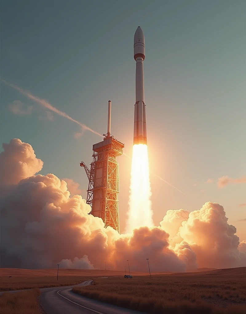 SpaceX Rocket Mission, Launchpad launch from Texas, Mars Colonization mission, (ultra-detailed, absolute resolution, best quality:1.3), 2.5D, delicate and dynamic, artistic photography, hyper-realistic, graphic CG digital art