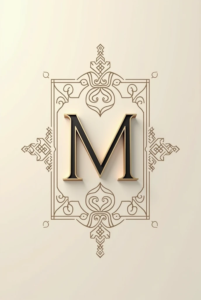 A family emblem resembling the reign of Mughal emperors throughout history and the love of Islamic Art and calligraphy. modern, minimalist, elegant and luxurious.
With the initial M