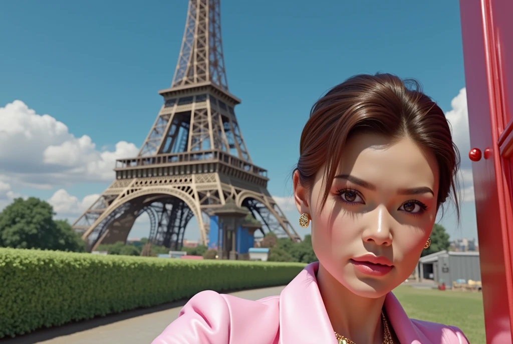 arafed girl in a white dress standing in front of the eiffel tower, 8k selfie photograph, photorealistic beautiful face, 8k portrait render, soft portrait shot 8 k, 8k highly detailed face, beautiful realistic face, dilraba dilmurat, hyperrealistic beautiful face, beautiful aesthetic face, [ 4 k photorealism ]!!