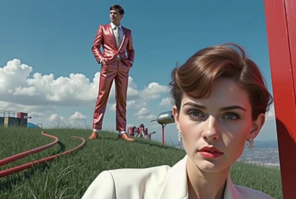 Make him full body and with a shiny pink suit