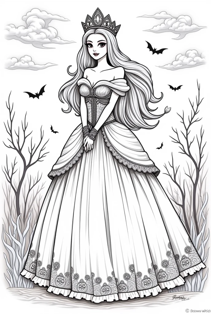 halloween princess coloring page