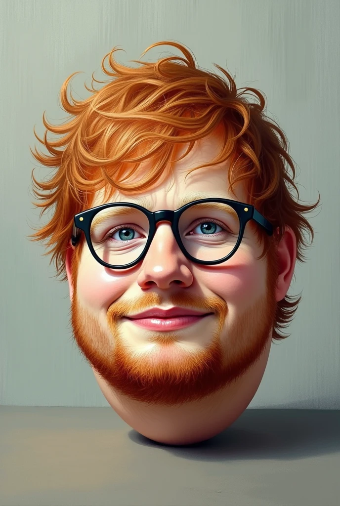 create an egg art that looks like Ed Sheeran, with hair, beard and glasses