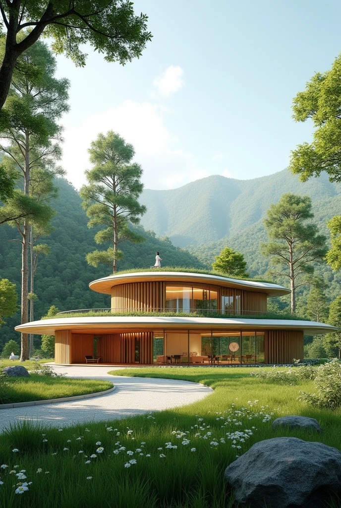 Exhibition pavilion with sustainable architecture