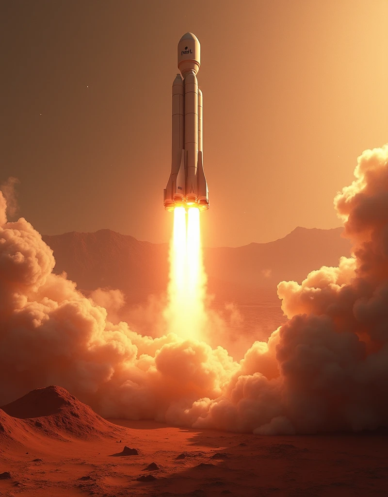 SpaceX Rocket Mission for Mars Colonization, re-entry into Mars atmosphere, (ultra-detailed, absolute resolution, best quality:1.3), 2.5D, delicate and dynamic, artistic photography, hyper-realistic, graphic CG digital art