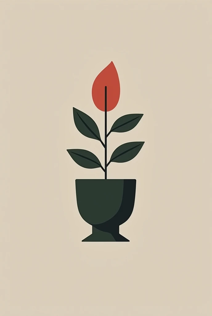 A logo with a plant and a lipstick inside a flowerpot. Make the flowerpot smaller.
