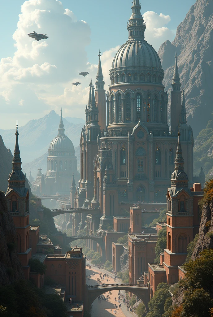 A futuristic medieval city