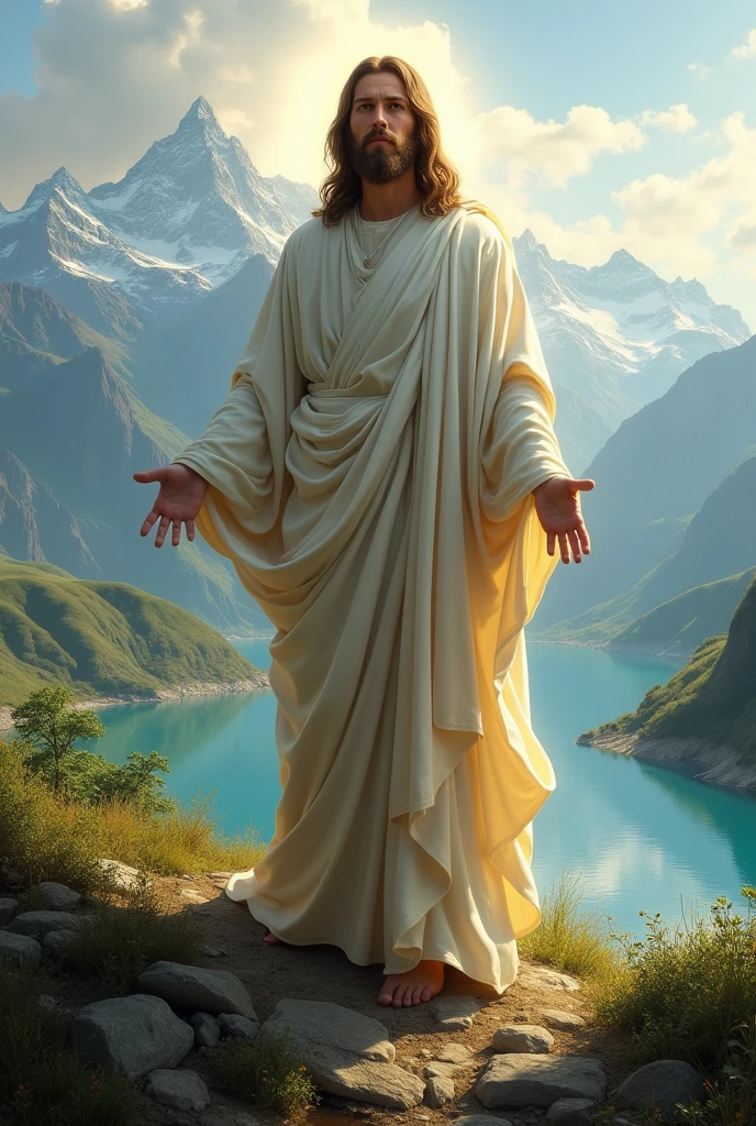 Image of Jesus with an attractive landscape