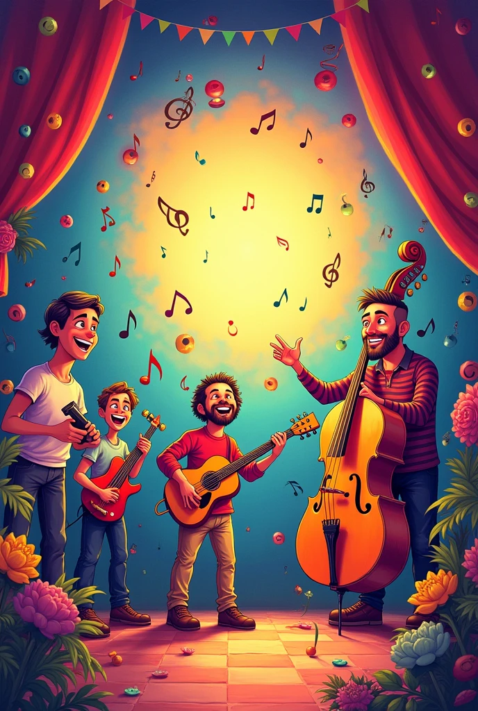 Create an image, with musical theme, in Spanish that says. 

"Hi guys, Tomorrow there will be live at 6 pm, I wait for you".