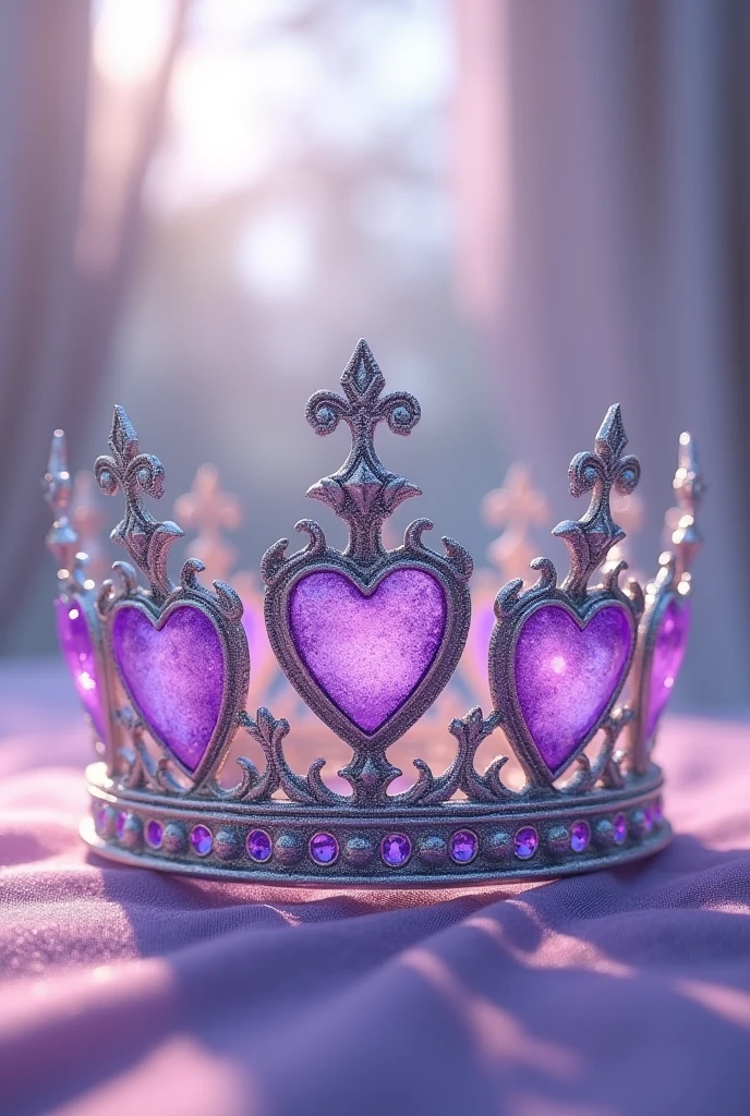 A silver princess crown
Purple hearts
