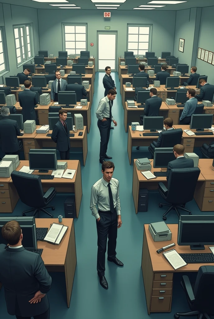 Behind the scenes of men giving bold speeches at the UN conference hall、suits、People around you who are surprised々、