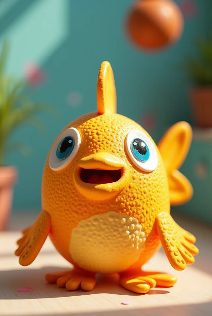 Fish-shaped toy made from dishwashing foam and rubber gloves