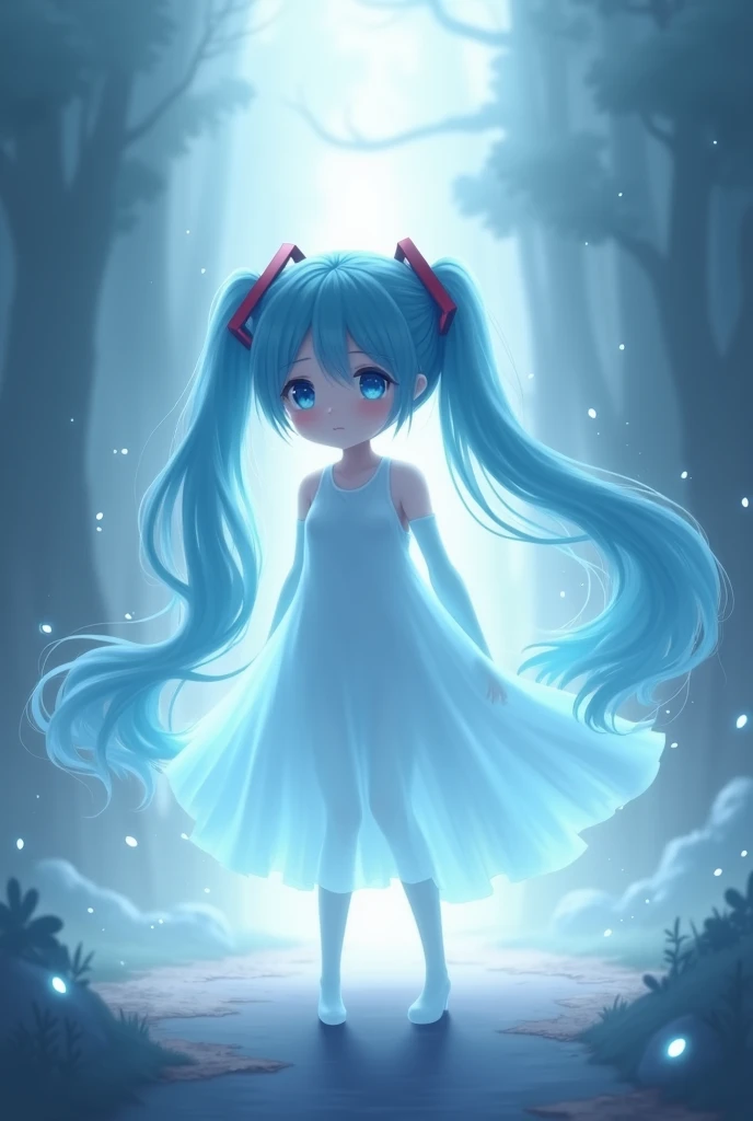 Cute Hatsune Miku transformed into a ghost