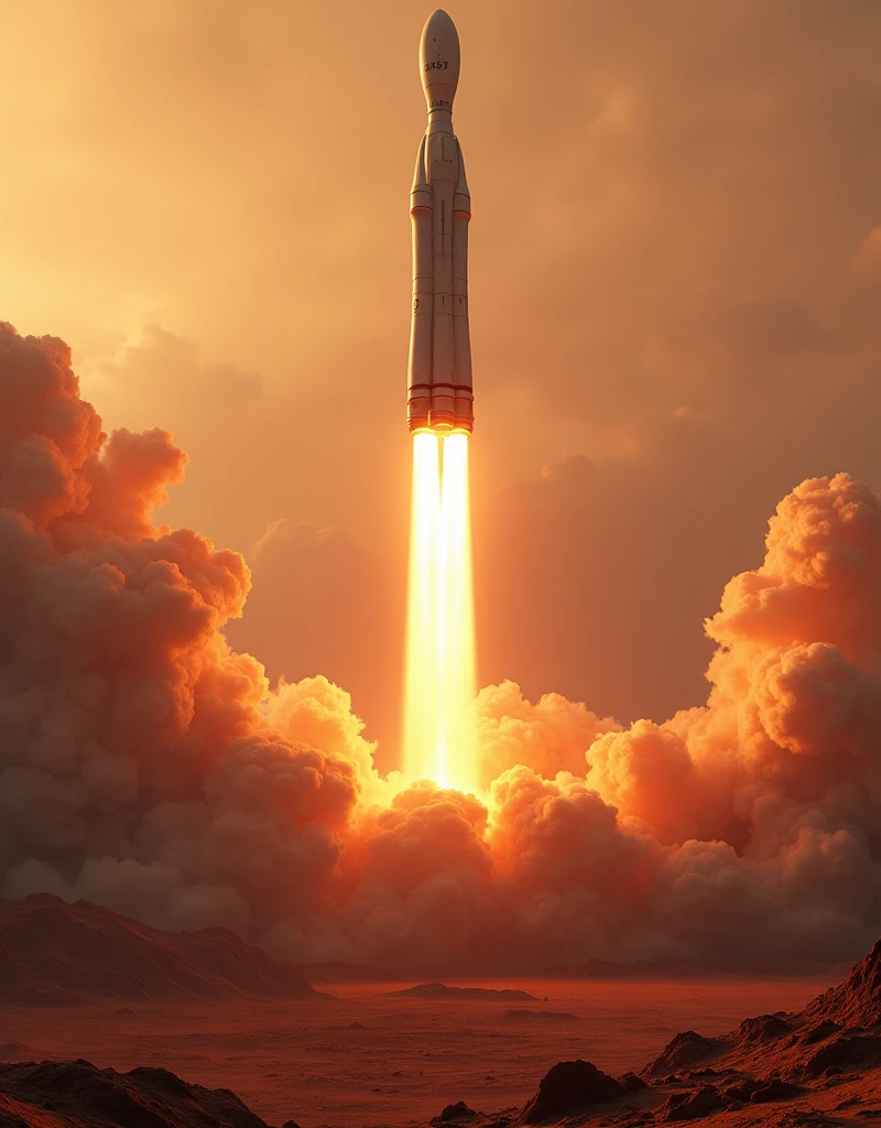 SpaceX Rocket Mission for Mars Colonization, re-entry into Mars atmosphere, (ultra-detailed, absolute resolution, best quality:1.3), 2.5D, delicate and dynamic, artistic photography, hyper-realistic, graphic CG digital art