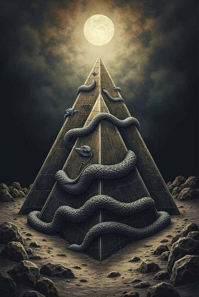 a drawing of a pyramid with a snake and a pyramid with a snake, ((((occult art)))), illuminati, ( all seeing eye ), occult art, meditations on moloch, illuminati symbol, occult inspired, all seeing eye, satanic symbolism, occult symbolism, masonic art, all - seeing eye, moloch, occult diagram, occult