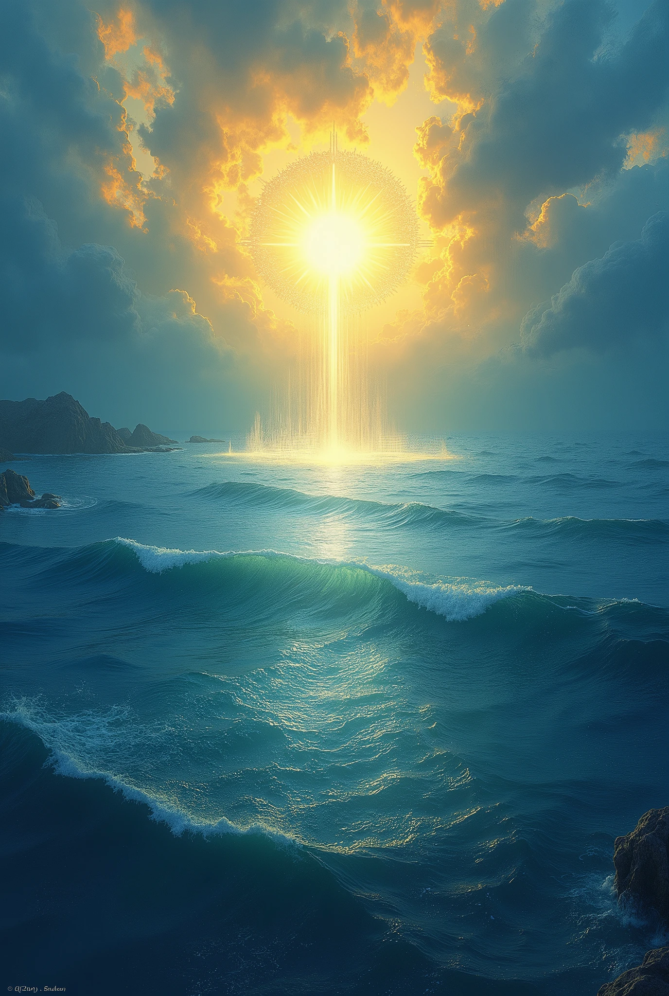 and the Spirit of God hovered over the face of the waters, blue and yellow only