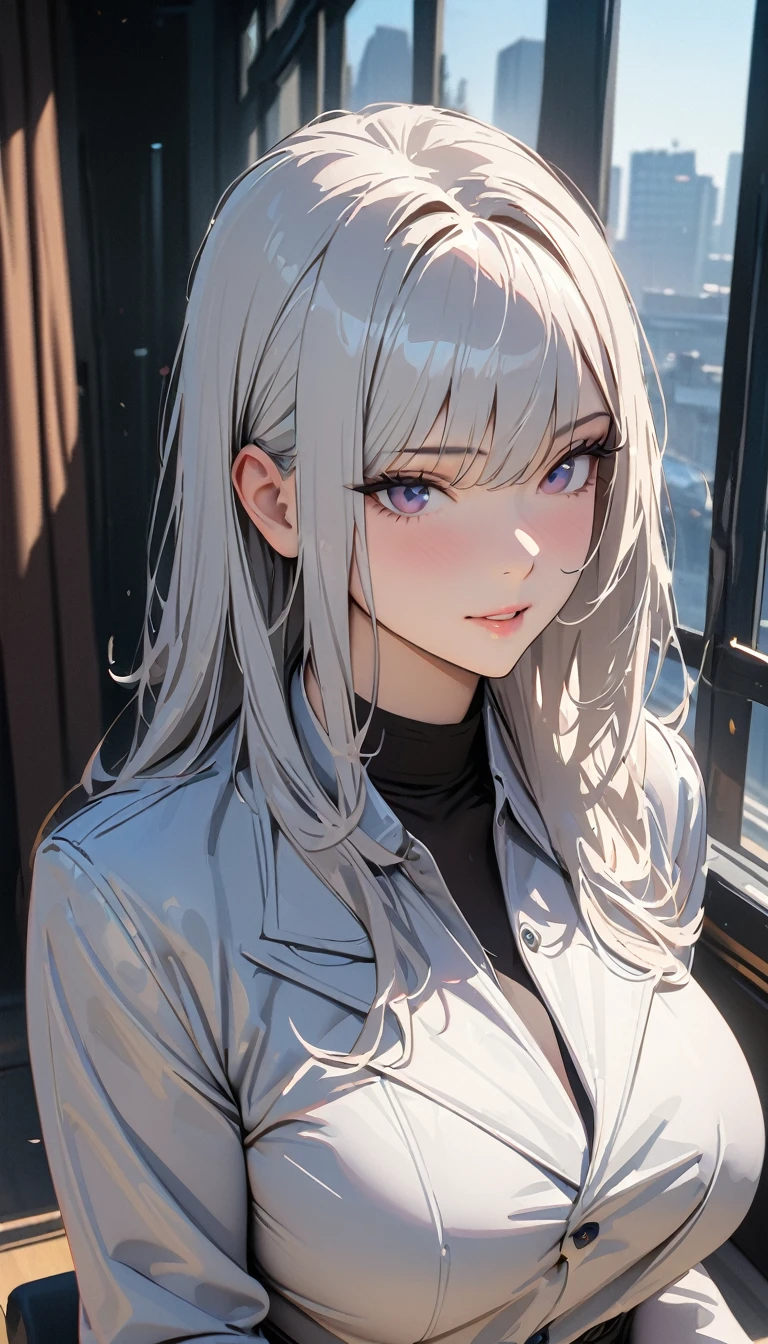 masterpiece , modern, Verism, masterpiece, super detail, best quality, 4K ,((Adult face)), woman,Wearing a white coat,Mature woman