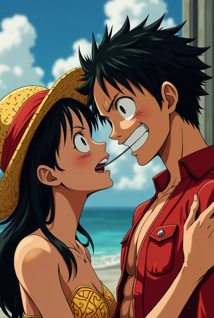 Boa Hancok sucking luffy&#39;s dick
