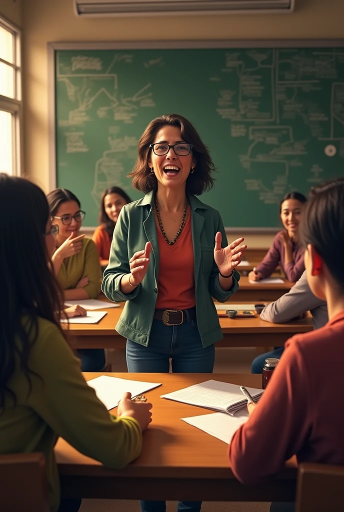 A classroom in San Marcos, with Paz Soldán debating passionately with her colleagues.