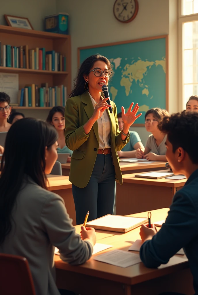 A classroom in San Marcos, with Paz Soldán debating passionately with her colleagues.


