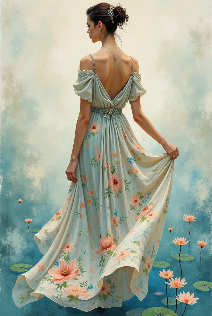 Create a women's dress inspired by the painter Claude Monet