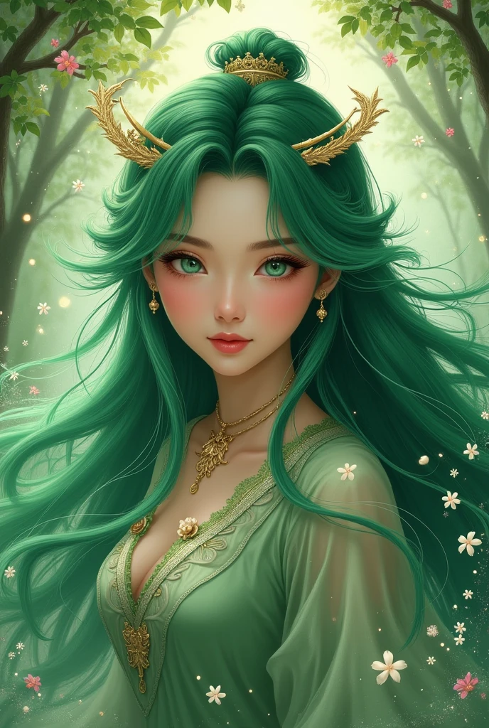 Wang Ling with green hair 
