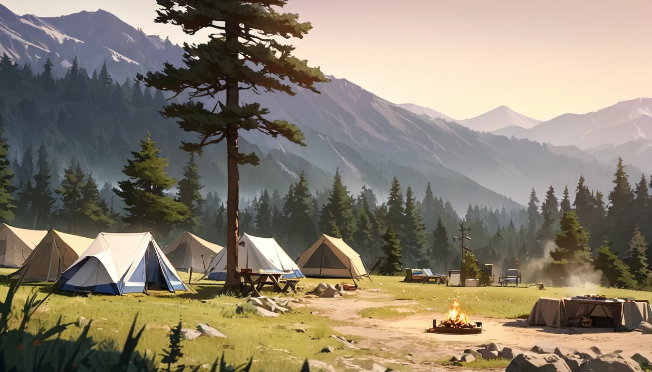 background,camp site,In the mountains,noon