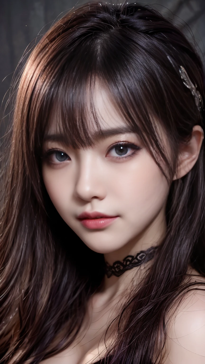 (最高qualityのディテール)、Realistic、8K Ultra HD、High resolution、(One Woman),(Fatal Beauty,attractive美しさ) ,(Glasses、Mysterious charm:1.1),(Big Breasts、attractiveシルエット),Ultra-detailed、高qualityのテクスチャ、Intricate details、Highly detailed CG、高qualityの影、Beautiful and delicate face、Beautiful and delicate eyes、Written boundary depth、Ray Tracing、20th Generation、Cute K-Pop Girls、(The Face of Ulzan in Korea)、Thin face、(Urzan-6500-v1.1:0.6)、PurerosFace_v1、Glowing Eyes、Perfect body、 Viewer Display、(最高qualityのディテール:1.2)、8K Ultra HD、Close-up of a woman, Realistic rendering, attractive, Real Girls, Gurwitz, role play, Realistic 3D style, 8K Portrait Rendering,(truth,truth:1.4),(Sparkling eyes girl:1.2)、cheek、Glossy Lips、Best image quality, 8K Ultra HD Full Color RAW Photos, Fujifilm(Medium format), Hasselblad, Carl Zeiss, Incredible dynamic range photography(utility_art:Smooth-768:1.1),High resolution, High pixel count, Clear details, Clear images, natureな色再現, Noise Reduction, High fidelity, quality, Software Improvements, Upscaling, Optimized Algorithms, Professional-level retouching, 強力なスーパーevil女がクローズアップでポーズをとる, Black Goddess 、(Expose your shoulders), Flowing purple hair, View your audience, Highly detailed face, Blue smoke swirling around her, evil事を愛する, Captivating blue eyes, Dark fantasy, Esoteric arachnids lady, Spider Queen, Esoteric arachnids, Combat Stance, Sharp Fangs, nature, ((Complex metallic colors in the foreground)), (( Fluid Mechanics, The most beautiful smooth scale face makeup, Smirking expression)) 、Dark blood, Onyxia、Beautiful young witch, purple hair, dark purple lips, evil, evil女, smile, Black Prom Dress, She is coming to you, Bright Blue Eyes, Surrounded by swirling pink smoke, Blood Chain, Behemoth Bones, Snake-like tentacles, Cruel Teeth, Expressions of madness, Oppressive Dungeon、 Grotesque shadows dance, The creature whispers, Stifling atmosphere, Vision problems, Visible Madness. blade, evil意の閃光が輝く, reflect (Light) Beyond the Darkness, Elucidate (Sharp details) and、Add a dizzying dimension to the impending chaos.