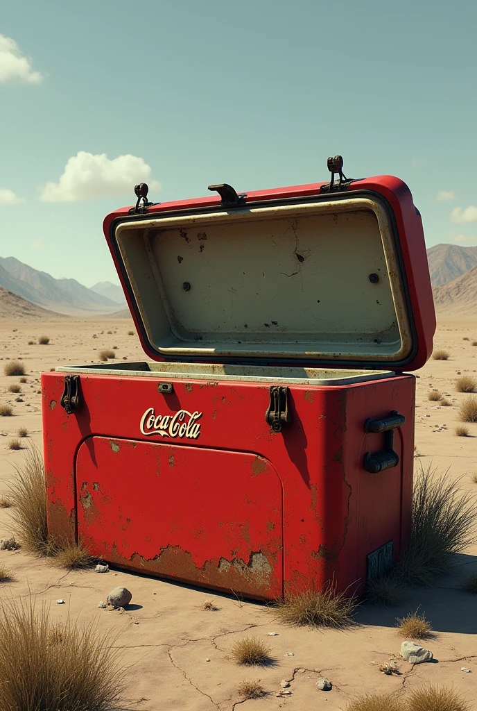Image of a broken red cooler
