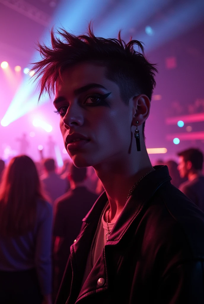 Profile photo of a person at a 2000s emo rock concert, with style that knife references machine gun kelly, abril lavigne, bring me the horizon, the maine, all time low