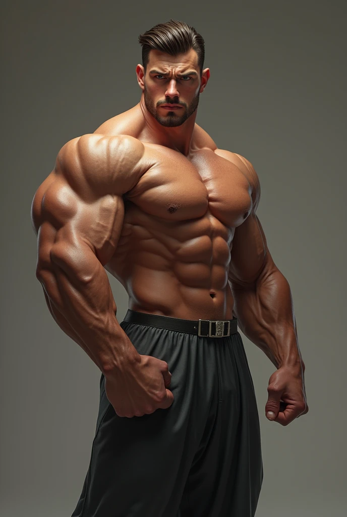 The man is showing his super op breasts, He's only wearing pants, the most important part is the chest. No shirt or anything covering his chest, only the chest is showing.