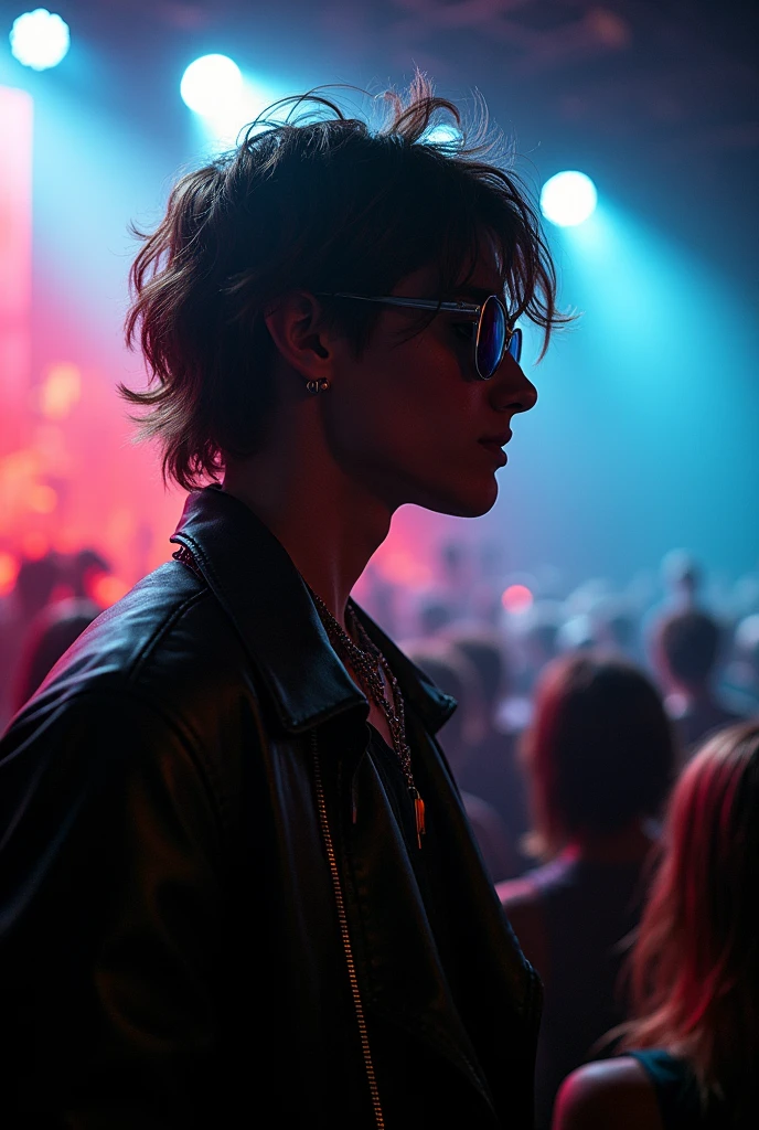 Profile photo of a person at a 2000s emo rock concert, with style that knife references machine gun kelly, abril lavigne, bring me the horizon, the maine, all time low that makes the person who sees the photo feel connected