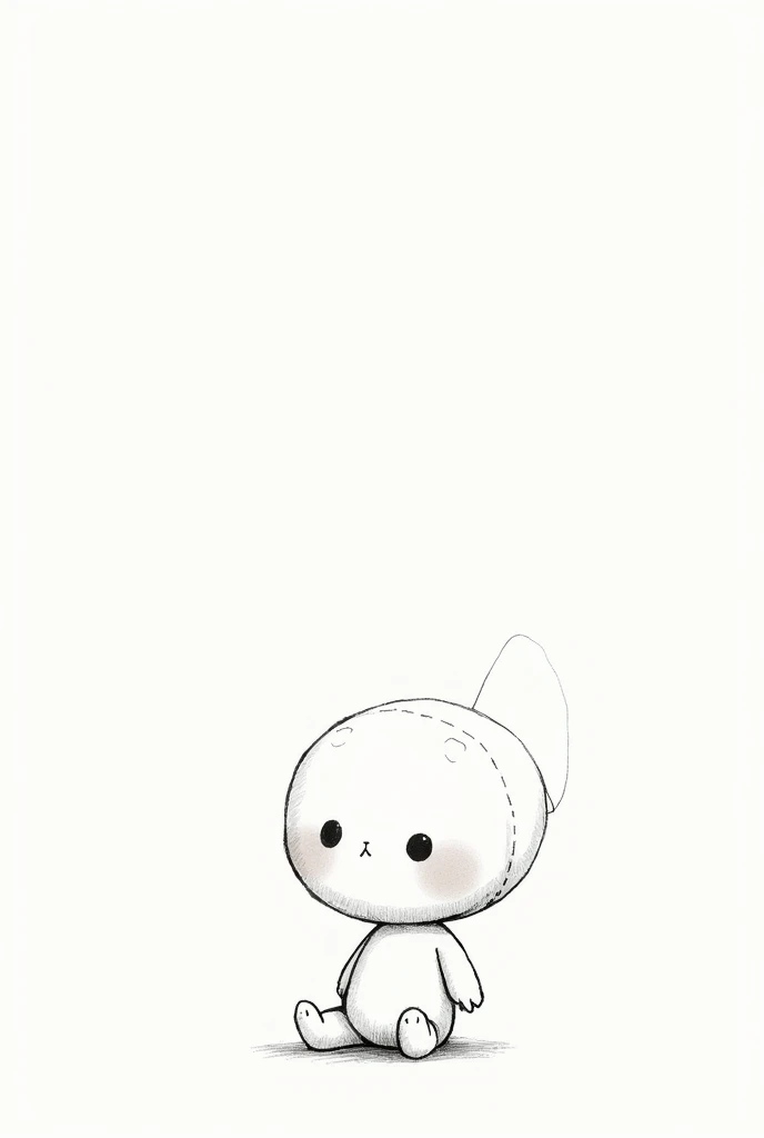 cute little doll, Let it be a simple drawing and let it be in black and white