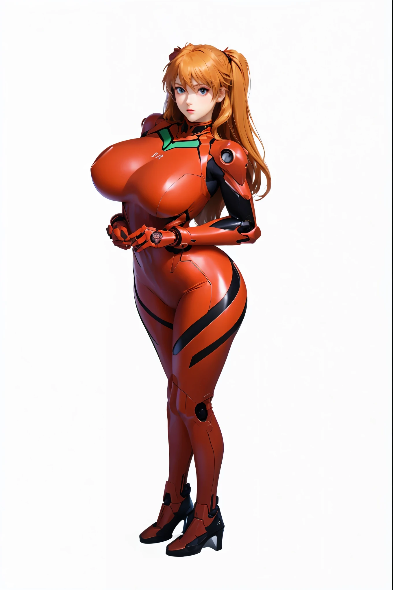 Close-up of a woman in a red suit posing, body and soul! Asuka suit, Asuka suit under clothes!, Asuka, Biomechanical , Asuka langley sohryu, Asuka langley soryu, Asuka langley souryuu, Asuka langley, Female body type, beautiful Asuka from evangelion