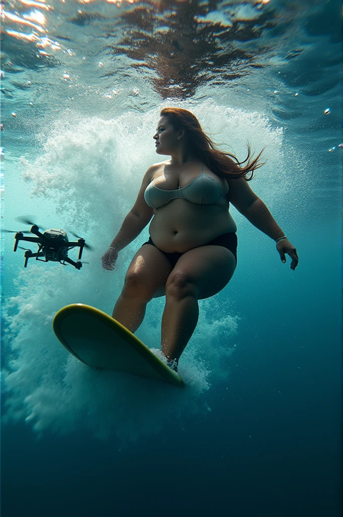 Close-up photography with underwater drone,Flirting with a lover。real life big hairy pubes muscular fat sexy milf surfing