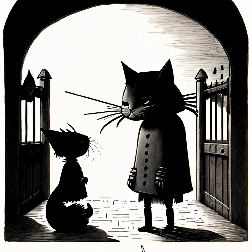 John Kenn Mortensen Style - High Resolution, Surreal,Cat、Conversation with the Devil