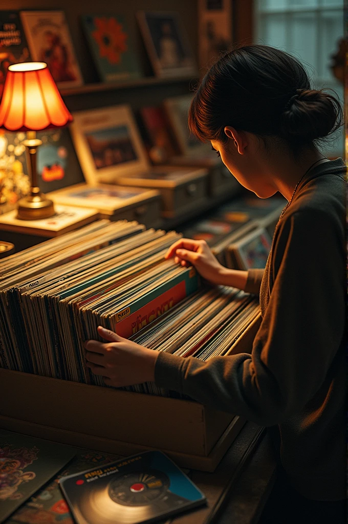 A rummage through a box of records