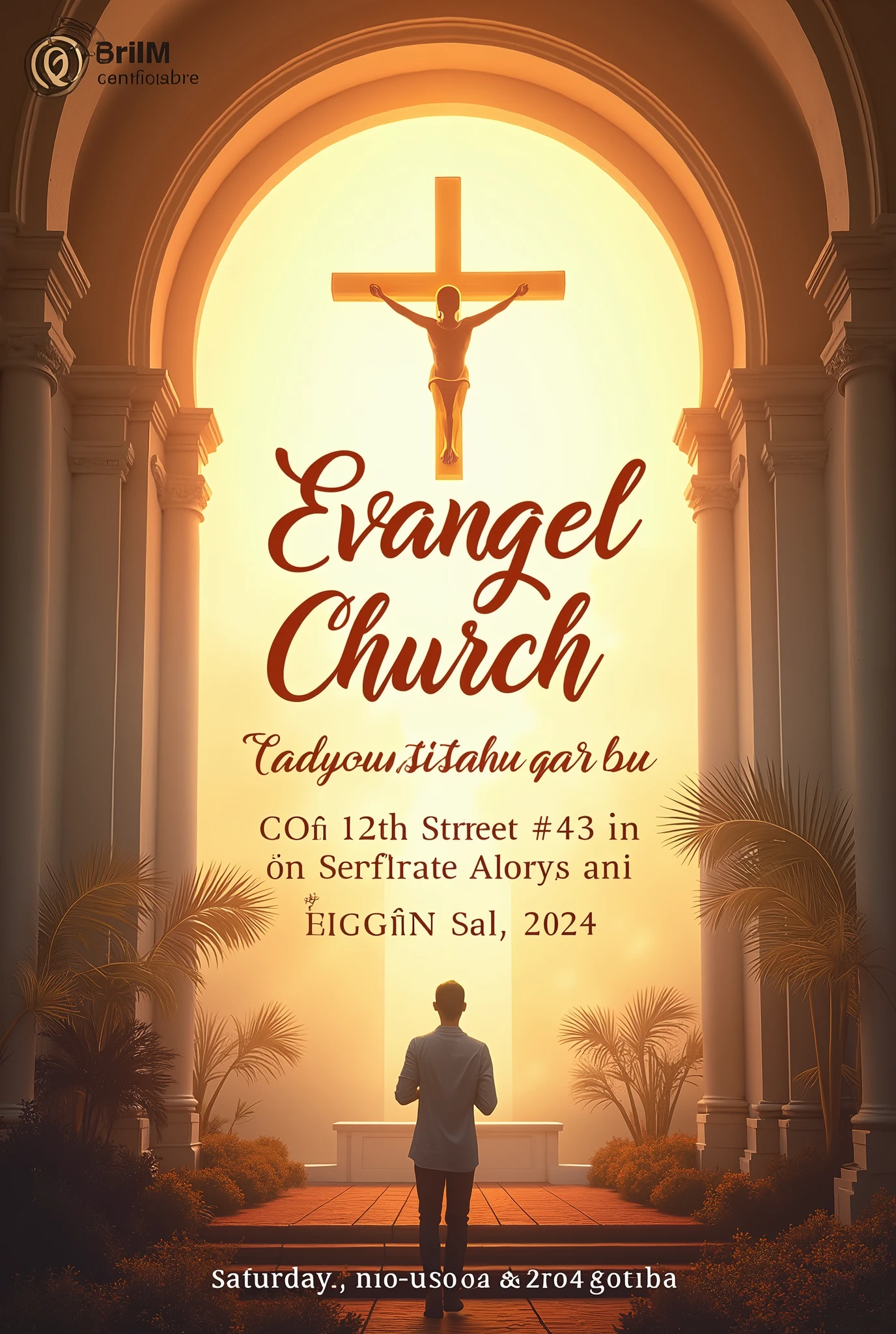 Invitation card for an event at an evangelical church located in:
address: 12th Street # 43 share the glory Banes Holguín Date: Saturday, August 24, 2024 9.30 AM
