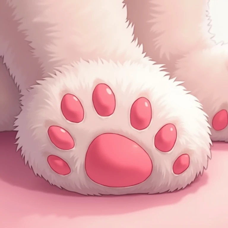 Cat'Foot、pad、桃色のpad、拡大されたCat'Foot、cute、Anime Style、美しく輝くpad、