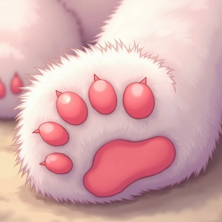Cat&#39;Foot、pad、桃色のpad、拡大されたCat&#39;Foot、cute、Anime Style、美しく輝くpad、