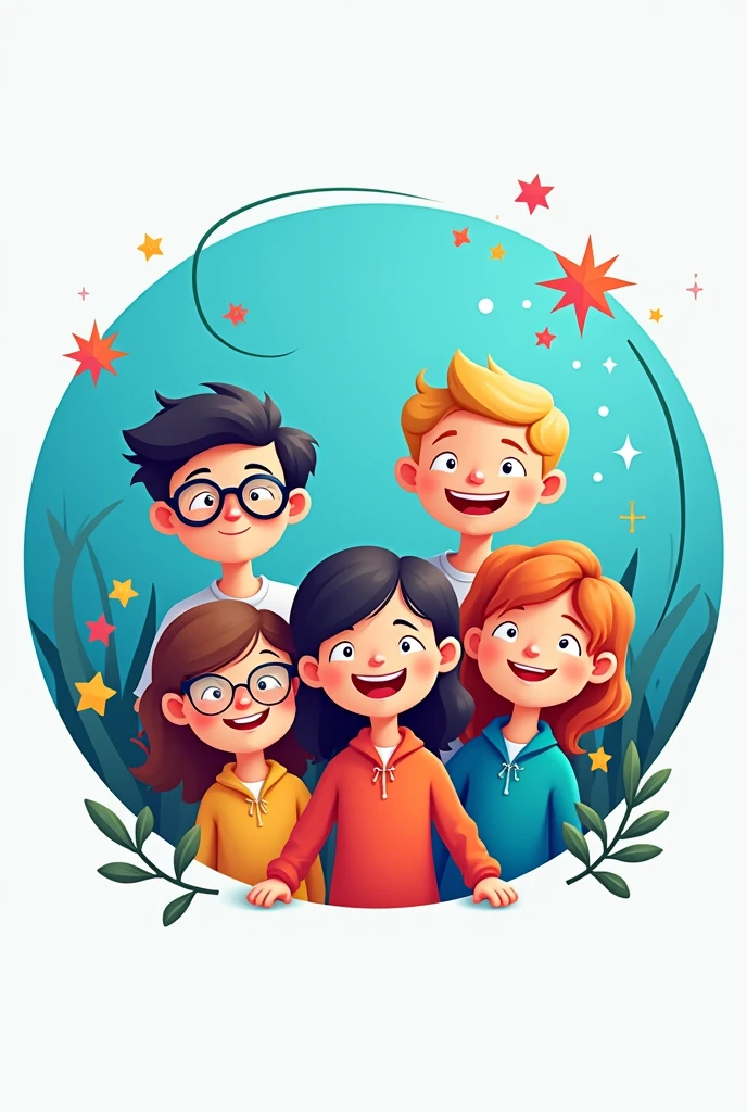 Make me a very creative and beautiful logo for a group of friends in the color blue written GÊNIOS NÃO TÃO GENIAIS