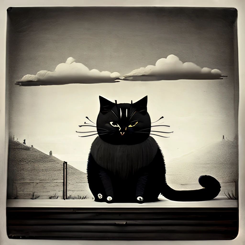 John Kenn Mortensen Style - Surreal、Black and white photography、Contemporary photography、Talking Cat