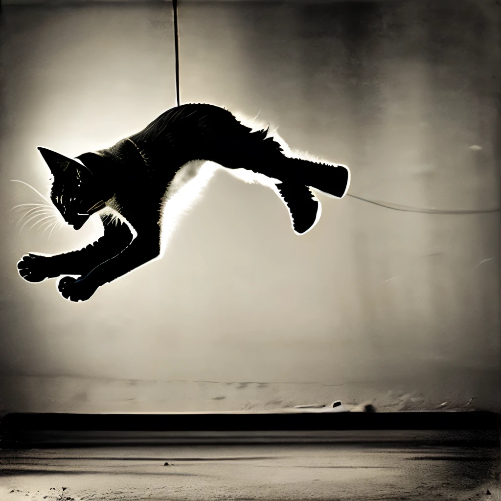 John Kenn Mortensen Style - Surreal、Black and white photography、Contemporary photography、Cat jumping over head