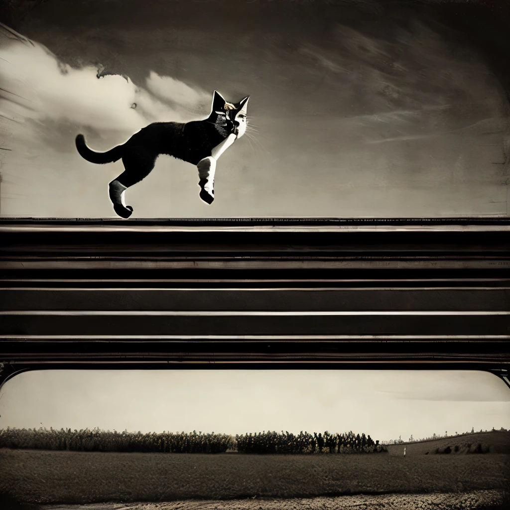 John Kenn Mortensen Style - Surreal、Black and white photography、Contemporary photography、Cat jumping over head